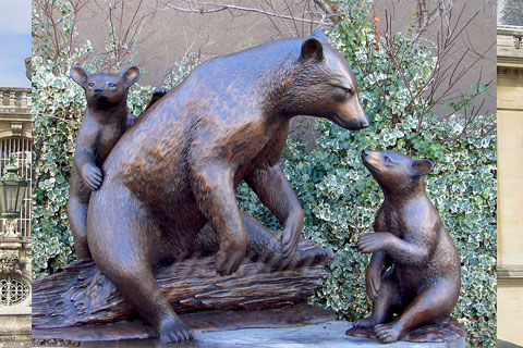 Героическая Статуэтка Медведици с медвежонком из бронзы в искусстве для декорации