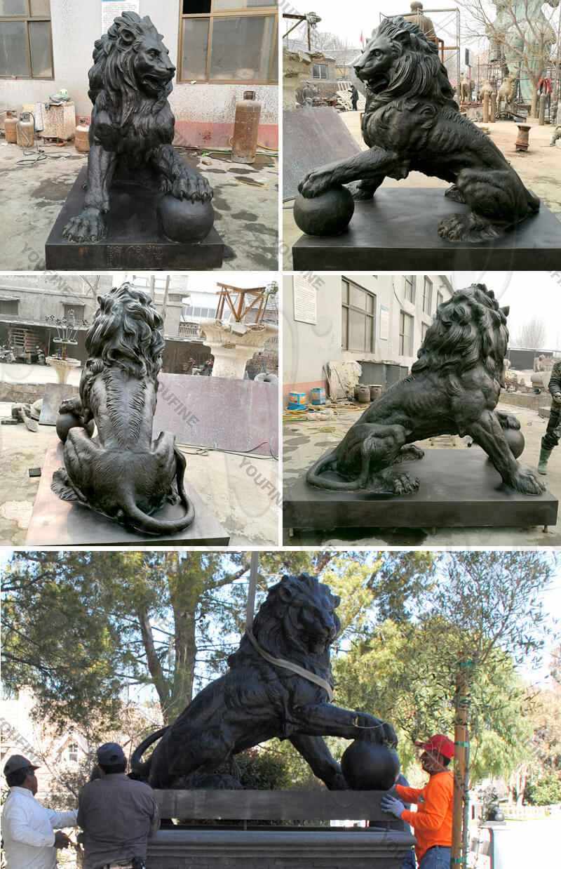 Бронза Статуя Льва Стража для Переднего Подъезда