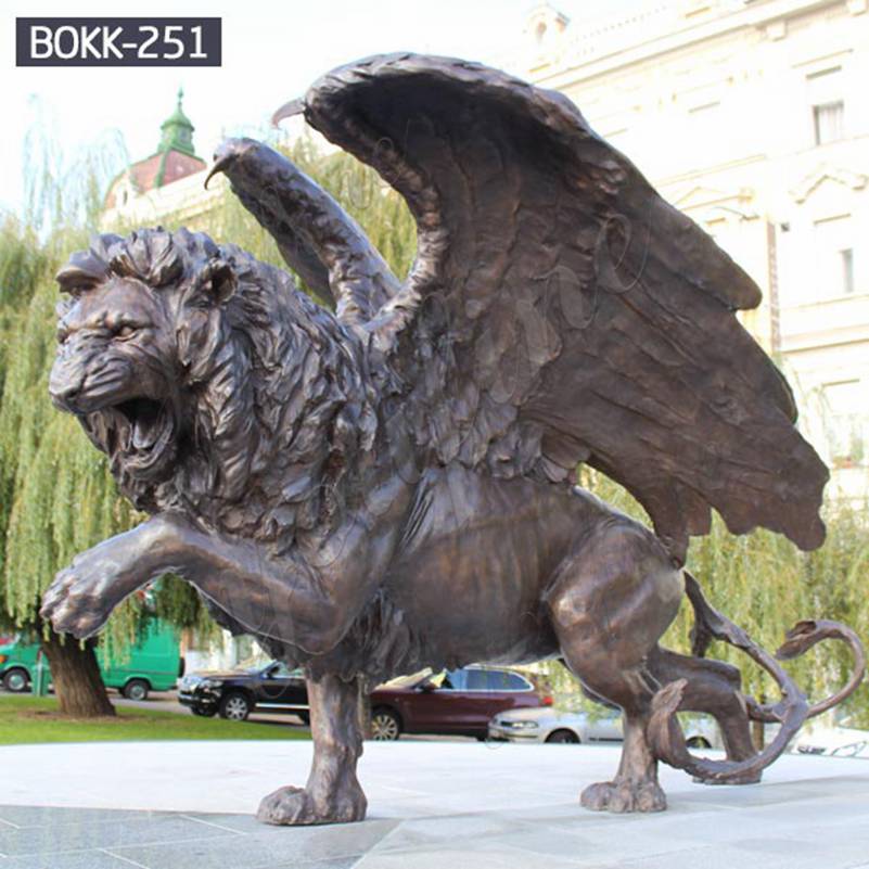 Большой бронзовый крылатый зверь Лев статуя на продажу BOKK-251