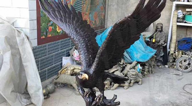 Горячие продажи в натуральную величину Черная бронзовая статуя орла для продажи