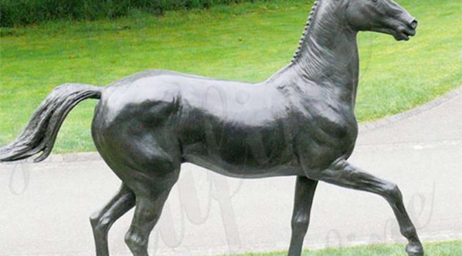 Купить скульптура лошади в натуральную величину Черная Бронзовая от фабрики