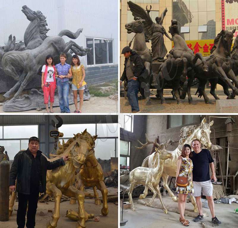Бронзовая скульптура колесницы Аполлона и лошадей