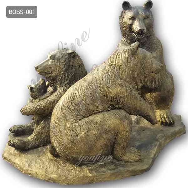 В натуральную величину бронзовая статуя семьи медведя гризли Заводская поставка БОКК-655
