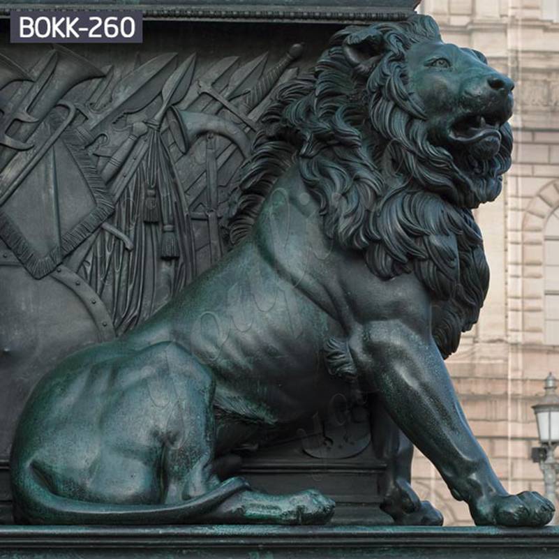 Большая античная бронзовая статуя льва для переднего крыльца поставщики BOKK-260