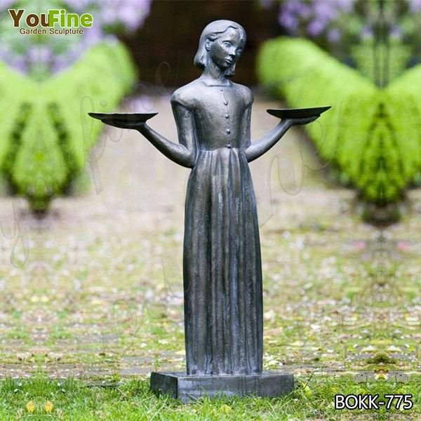 Заводская прямая бронзовая статуя девушки птицы в натуральную величину в саванне BOK775