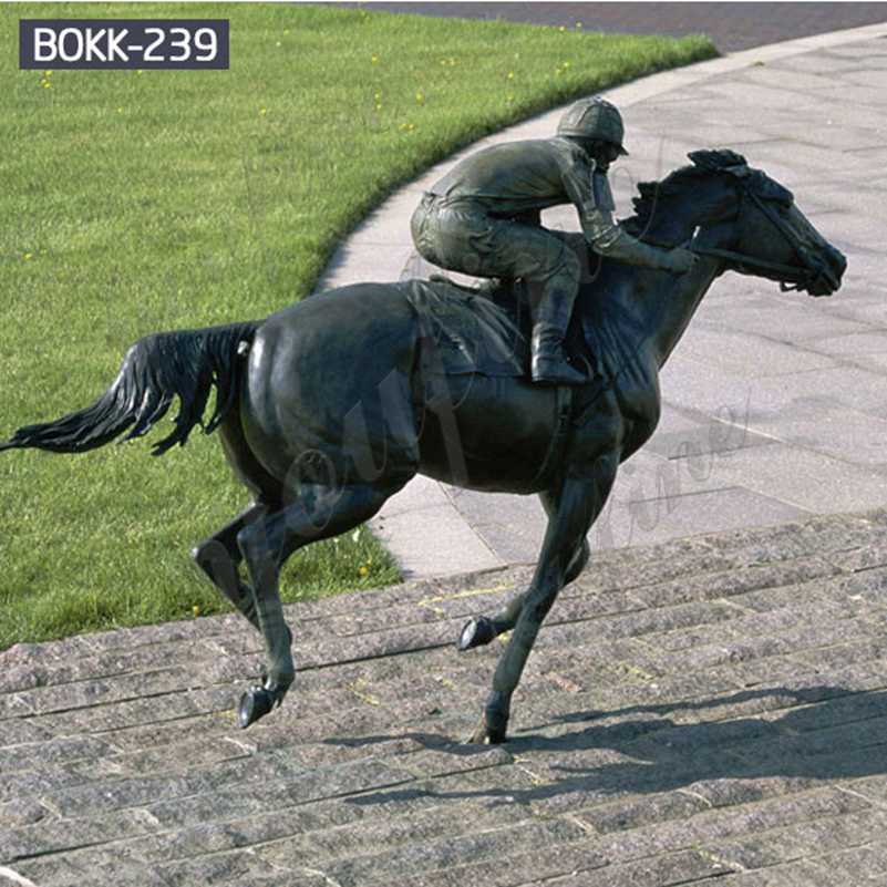 Открытый большой бронзовый конь и всадник для ипподрома на продажу BOKK-239