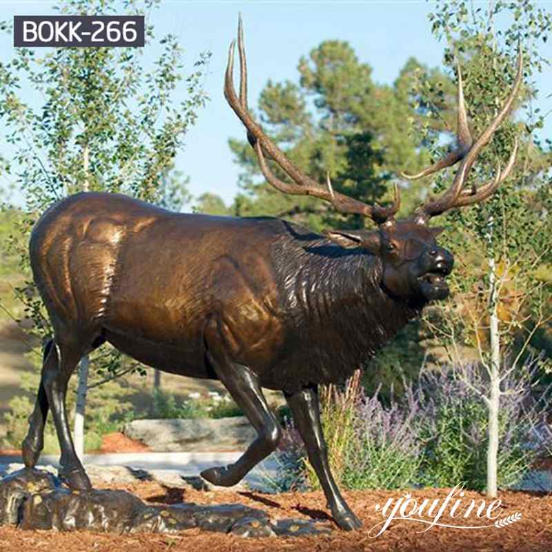 Антикварная Бронзовая Статуя Лося в натуральную Величину Садовый Декор в продаже BOKK-266