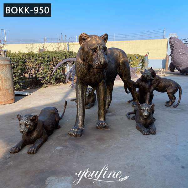Напольные Бронзовые Семейные Статуи Льва для декора сада в Зоопарке для продажи