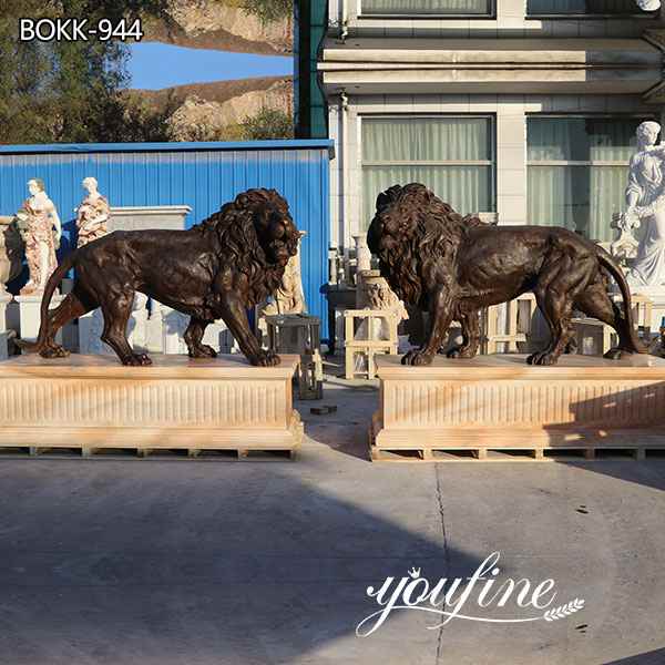 Большие Бронзовые Статуи Льва На Открытой Подъездной дорожке для продажи BOKK-944