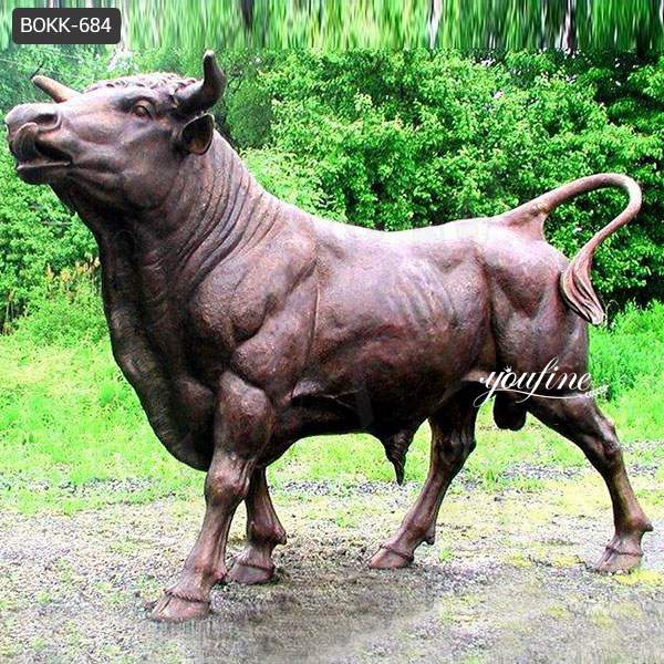 Strong Muscle Real Life Size Copper Bronze Bull Statue for Sale