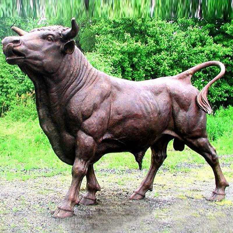 Strong Muscle Real Life Size Copper Bronze Bull Statue
